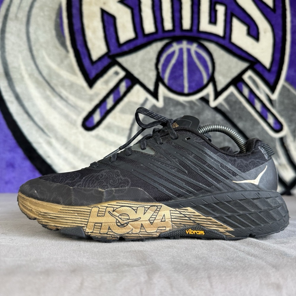 Size M8/W9 - Hoka One One Speedgoat 4 Shoes Black Gold CNY Special Edition